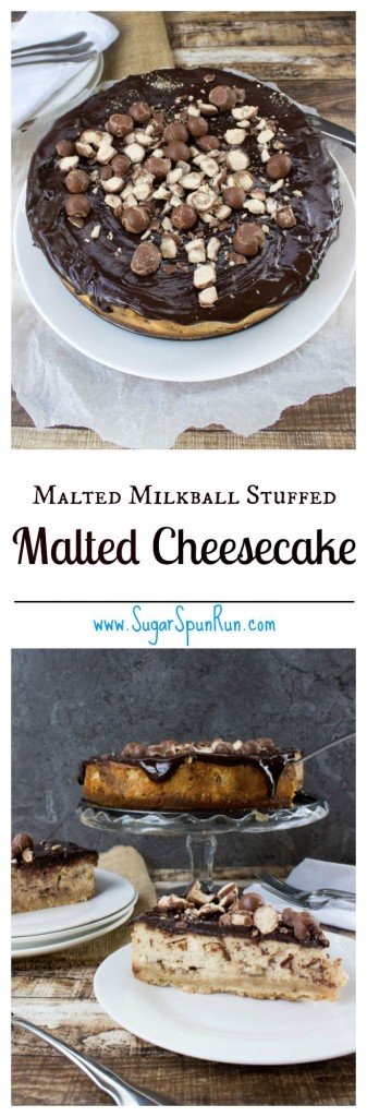 Whopper candy stuffed malted cheesecake www.SugarSpunRun.com