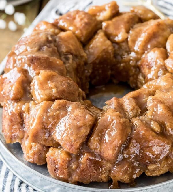 Monkey bread on silver platter