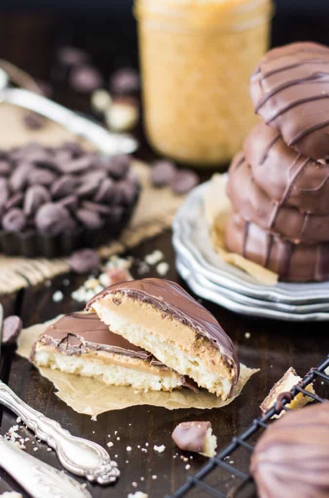 tagalong copycat cookie cut in half