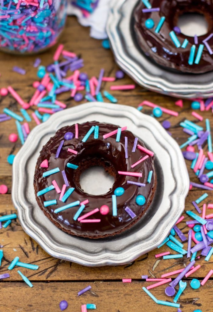 homemade sprinkles on chocolate donut