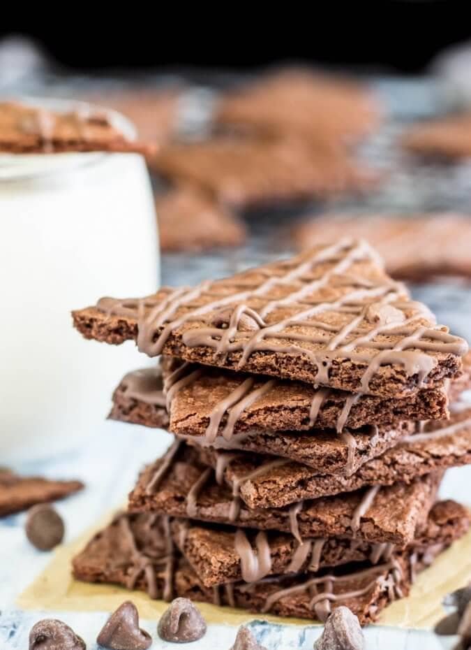 How to make homemade brittle BROWNIE BRITTLE! Easy and so much cheaper than buying from the store! #brownie #browniebrittle #chocolate #sugarspunrun Stack of brownie brittle