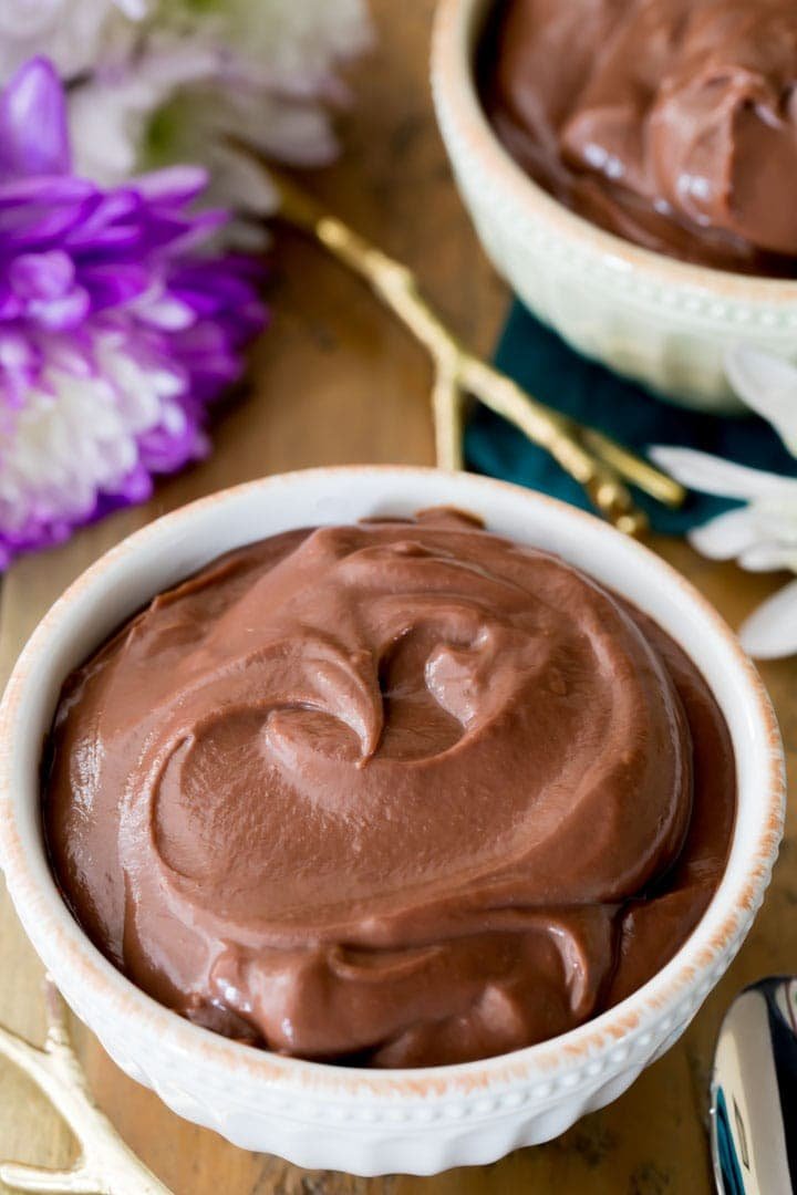 How to make homemade chocolate pudding! A small bowl of homemade chocolate pudding