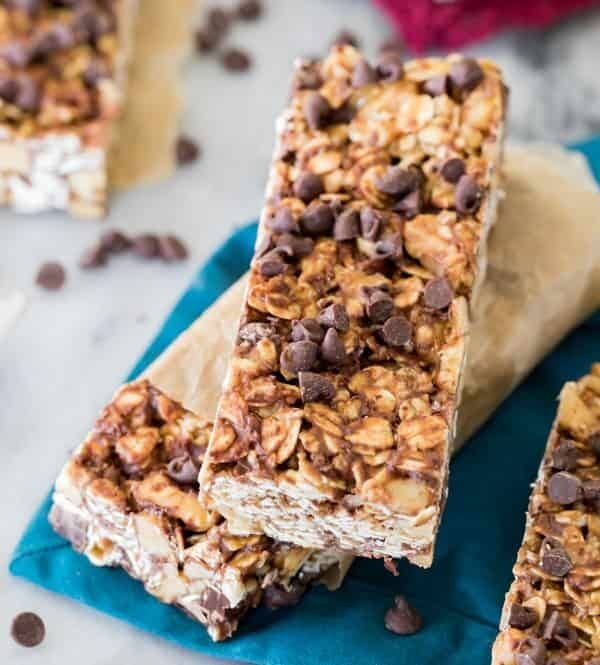 two granola bars stacked on top of each other