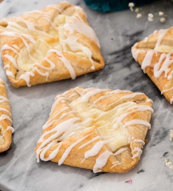cheese danishes on marble surface