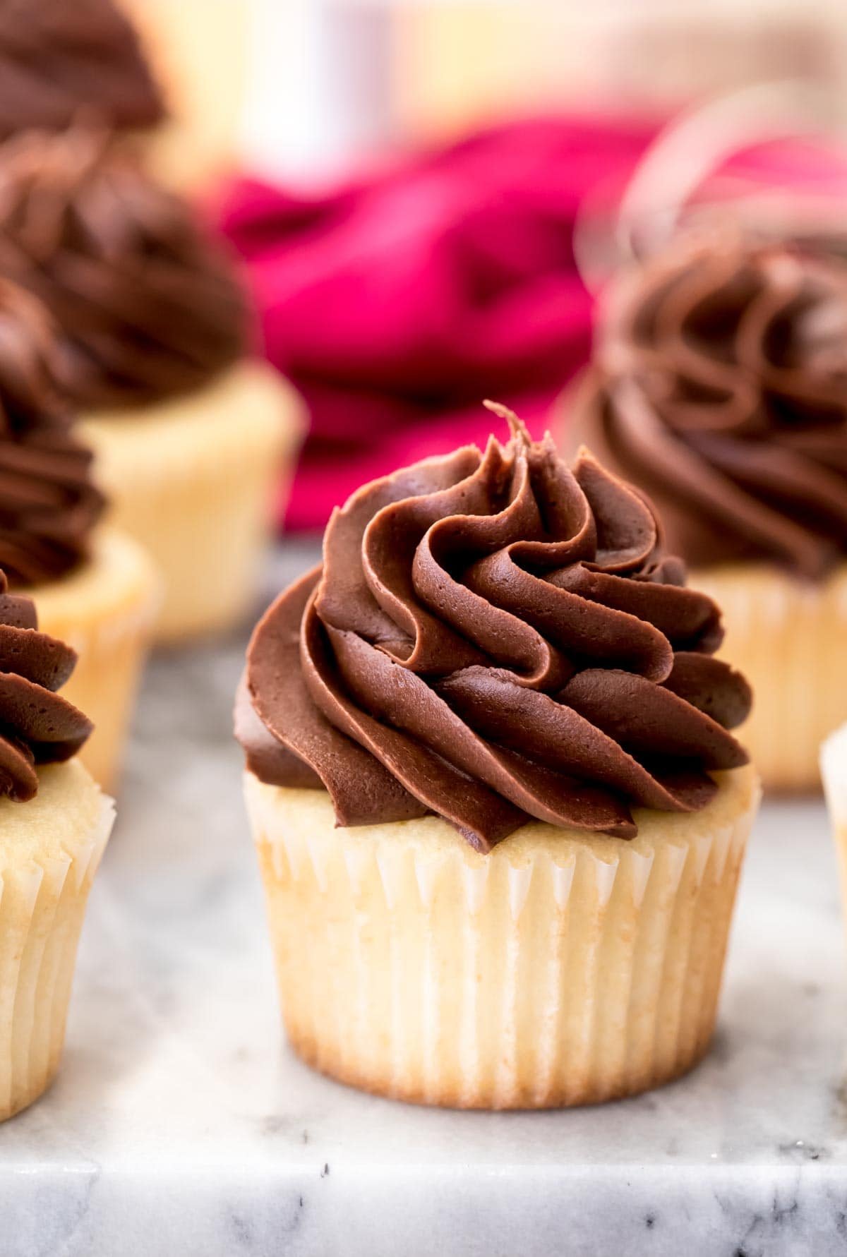 Vanilla cupcake with chocolate frosting